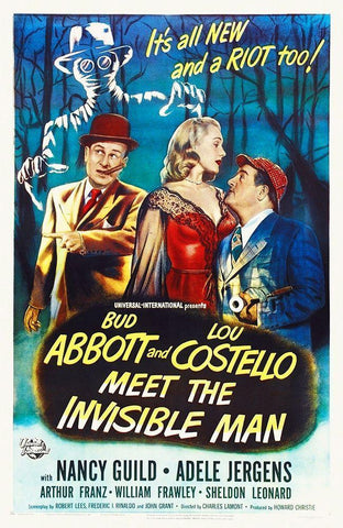 Abbott and Costello - Meet The Invisible Man Black Ornate Wood Framed Art Print with Double Matting by Hollywood Photo Archive
