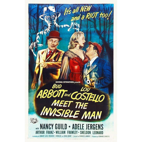 Abbott and Costello - Meet The Invisible Man Gold Ornate Wood Framed Art Print with Double Matting by Hollywood Photo Archive