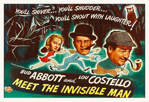 Abbott and Costello - Meet The Invisible Man Poster Black Ornate Wood Framed Art Print with Double Matting by Hollywood Photo Archive