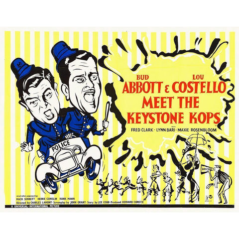 Abbott and Costello - Meet The Keystone Kops Gold Ornate Wood Framed Art Print with Double Matting by Hollywood Photo Archive