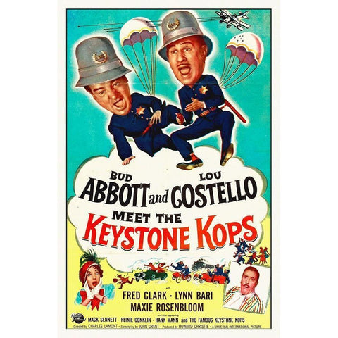 Abbott and Costello - Meet The Keystone Kops Gold Ornate Wood Framed Art Print with Double Matting by Hollywood Photo Archive