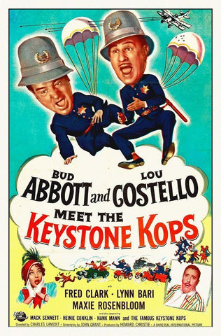 Abbott and Costello - Meet The Keystone Kops Black Ornate Wood Framed Art Print with Double Matting by Hollywood Photo Archive