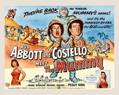 Abbott and Costello - Meet The Mummy Black Ornate Wood Framed Art Print with Double Matting by Hollywood Photo Archive