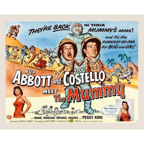 Abbott and Costello - Meet The Mummy Gold Ornate Wood Framed Art Print with Double Matting by Hollywood Photo Archive