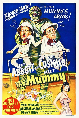 Abbott and Costello - Meet The Mummy White Modern Wood Framed Art Print with Double Matting by Hollywood Photo Archive