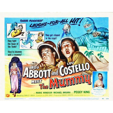 Abbott and Costello - Meet The Mummy Black Modern Wood Framed Art Print with Double Matting by Hollywood Photo Archive