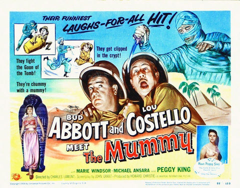 Abbott and Costello - Meet The Mummy Black Ornate Wood Framed Art Print with Double Matting by Hollywood Photo Archive
