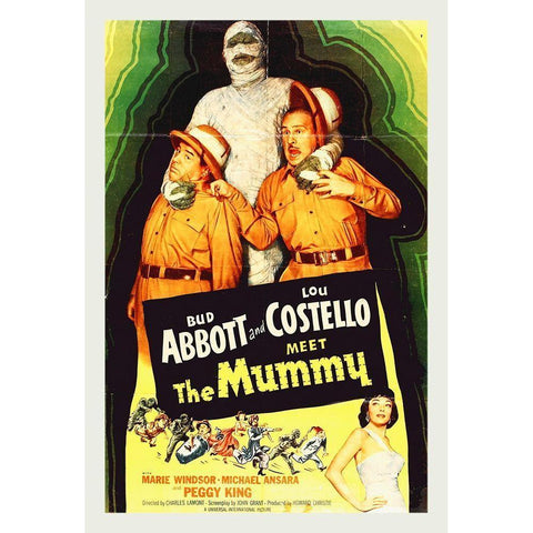 Abbott and Costello - Meet The Mummy Gold Ornate Wood Framed Art Print with Double Matting by Hollywood Photo Archive