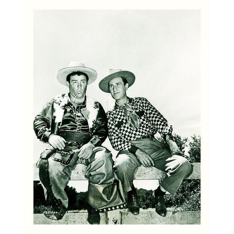 Abbott and Costello - Promotional Still - Ride Em Cowboy Gold Ornate Wood Framed Art Print with Double Matting by Hollywood Photo Archive