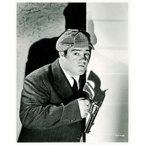 Abbott and Costello - Promotional Still - Who Done It Black Modern Wood Framed Art Print with Double Matting by Hollywood Photo Archive