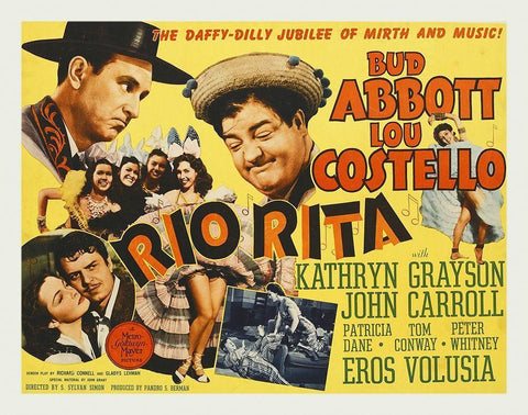 Abbott and Costello - Rio Rita White Modern Wood Framed Art Print with Double Matting by Hollywood Photo Archive