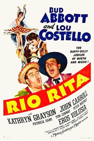 Abbott and Costello - Rio-Rita Black Ornate Wood Framed Art Print with Double Matting by Hollywood Photo Archive