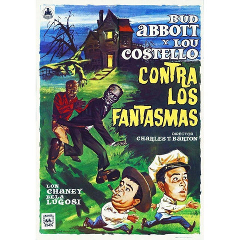 Abbott and Costello - Spanish - Meet The Ghosts Black Modern Wood Framed Art Print by Hollywood Photo Archive