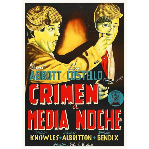 Abbott and Costello - Spanish - Who Done It Black Modern Wood Framed Art Print with Double Matting by Hollywood Photo Archive