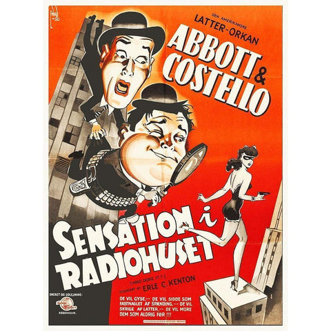 Abbott and Costello - Swedish - Who Done It Black Modern Wood Framed Art Print by Hollywood Photo Archive