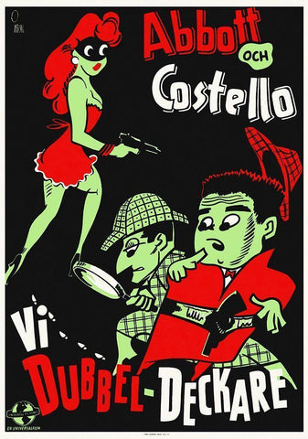 Abbott and Costello - Swedish - Who Done It White Modern Wood Framed Art Print with Double Matting by Hollywood Photo Archive