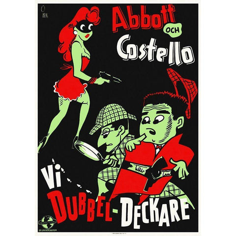 Abbott and Costello - Swedish - Who Done It Black Modern Wood Framed Art Print by Hollywood Photo Archive