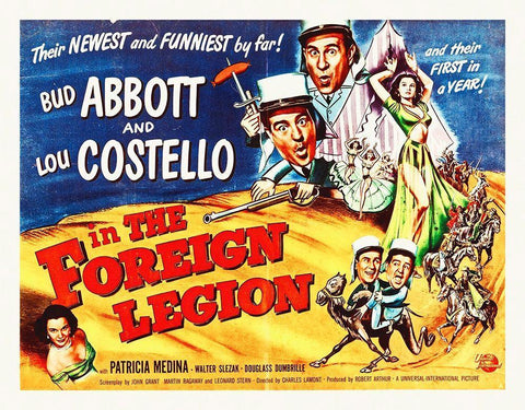 Abbott and Costello - The Foreign Legion Black Ornate Wood Framed Art Print with Double Matting by Hollywood Photo Archive