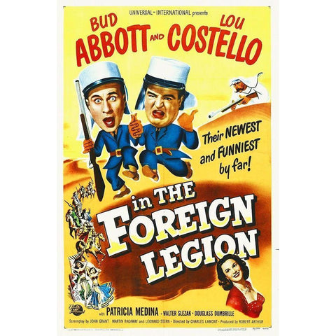Abbott and Costello - The Foreign Legion Black Modern Wood Framed Art Print with Double Matting by Hollywood Photo Archive