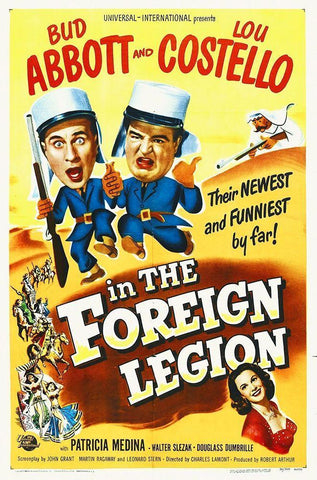 Abbott and Costello - The Foreign Legion Black Ornate Wood Framed Art Print with Double Matting by Hollywood Photo Archive
