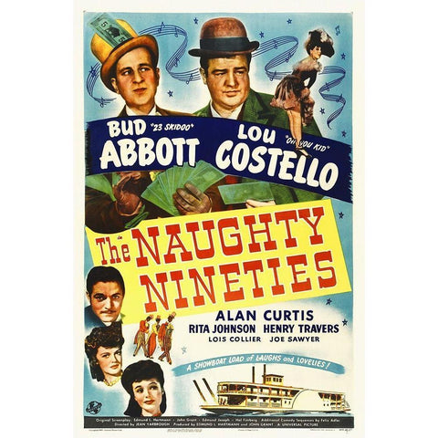 Abbott and Costello - The Naughty Nineties Black Modern Wood Framed Art Print by Hollywood Photo Archive