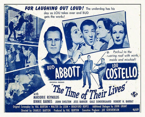 Abbott and Costello - The Time Of Their Lives White Modern Wood Framed Art Print with Double Matting by Hollywood Photo Archive