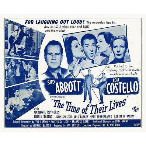 Abbott and Costello - The Time Of Their Lives Black Modern Wood Framed Art Print by Hollywood Photo Archive