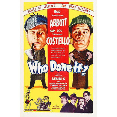 Abbott and Costello - Who Done It Gold Ornate Wood Framed Art Print with Double Matting by Hollywood Photo Archive