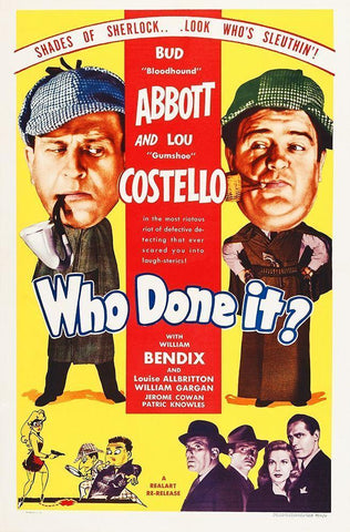 Abbott and Costello - Who Done It Black Ornate Wood Framed Art Print with Double Matting by Hollywood Photo Archive