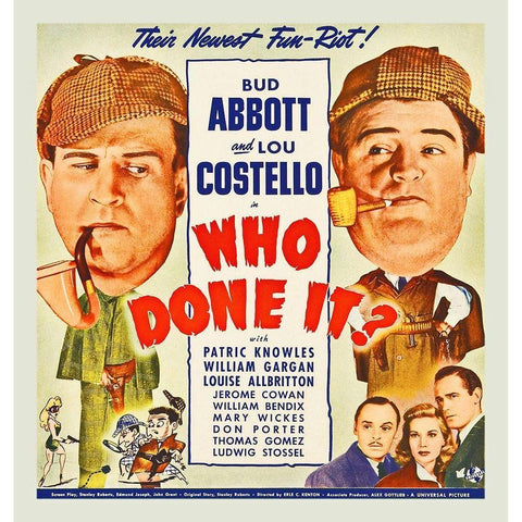 Abbott and Costello - Who Done It Gold Ornate Wood Framed Art Print with Double Matting by Hollywood Photo Archive