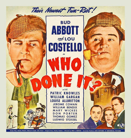 Abbott and Costello - Who Done It White Modern Wood Framed Art Print with Double Matting by Hollywood Photo Archive