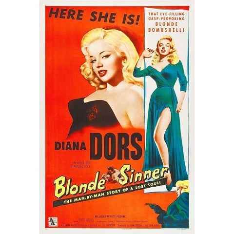 Blonde Sinner Gold Ornate Wood Framed Art Print with Double Matting by Hollywood Photo Archive