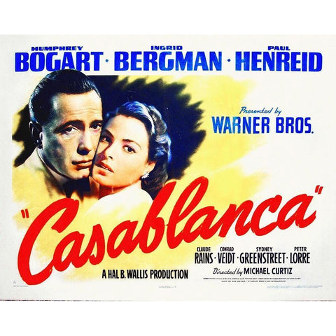 Casablanca Gold Ornate Wood Framed Art Print with Double Matting by Hollywood Photo Archive