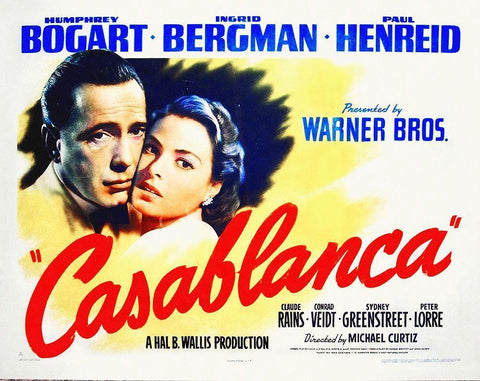 Casablanca White Modern Wood Framed Art Print with Double Matting by Hollywood Photo Archive
