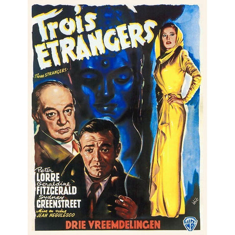 French - Three Strangers Black Modern Wood Framed Art Print by Hollywood Photo Archive