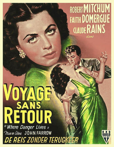 French - Where Danger Lives White Modern Wood Framed Art Print with Double Matting by Hollywood Photo Archive