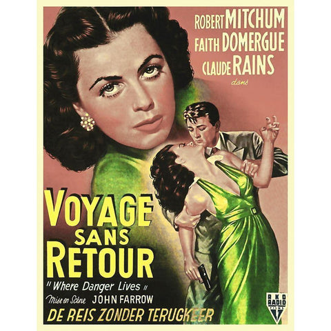 French - Where Danger Lives Black Modern Wood Framed Art Print by Hollywood Photo Archive