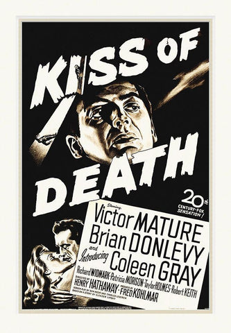 Kiss Of Death Black Ornate Wood Framed Art Print with Double Matting by Hollywood Photo Archive