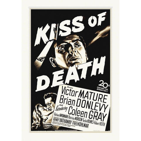 Kiss Of Death Black Modern Wood Framed Art Print with Double Matting by Hollywood Photo Archive