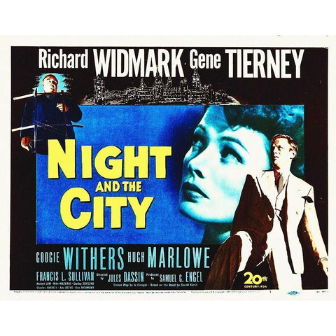 Night And The City White Modern Wood Framed Art Print by Hollywood Photo Archive