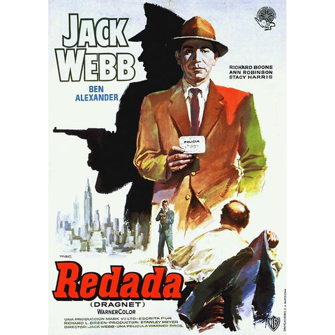 Spanish - Dragnet Black Modern Wood Framed Art Print with Double Matting by Hollywood Photo Archive