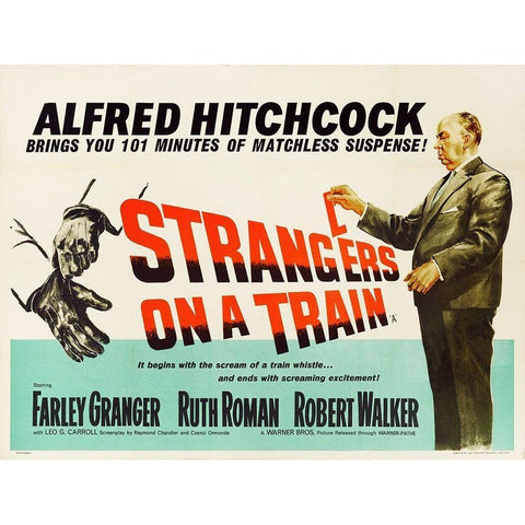 Strangers On A Train Gold Ornate Wood Framed Art Print with Double Matting by Hollywood Photo Archive