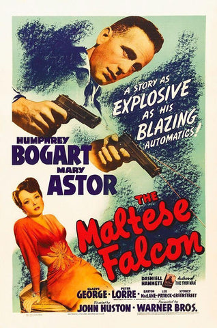 The Maltese Falcon Black Ornate Wood Framed Art Print with Double Matting by Hollywood Photo Archive