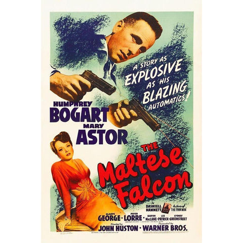 The Maltese Falcon White Modern Wood Framed Art Print by Hollywood Photo Archive