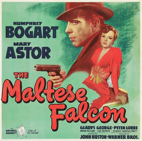 The Maltese Falcon White Modern Wood Framed Art Print with Double Matting by Hollywood Photo Archive