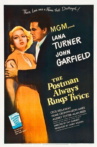 The Postman Always Rings Twice White Modern Wood Framed Art Print with Double Matting by Hollywood Photo Archive