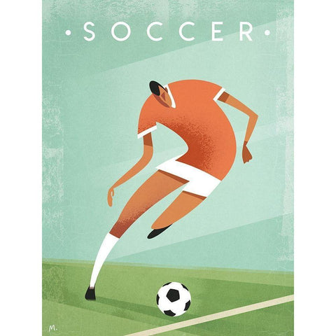 Soccer Black Modern Wood Framed Art Print with Double Matting by Wickstrom, Martin