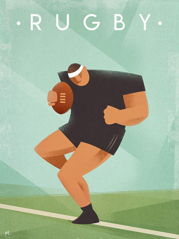 Rugby White Modern Wood Framed Art Print with Double Matting by Wickstrom, Martin