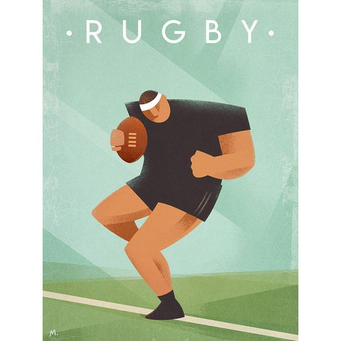 Rugby Black Modern Wood Framed Art Print by Wickstrom, Martin