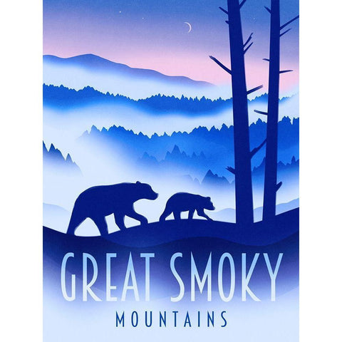 Great Smoky Mountains - Bear Black Modern Wood Framed Art Print by Wickstrom, Martin